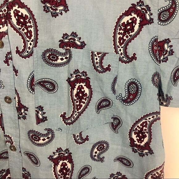 FIORUCCI PAISLEY MENS SHORT SLEEVE BUTTON DOWN SHIRT MADE IN ITALY - Picture 11 of 14